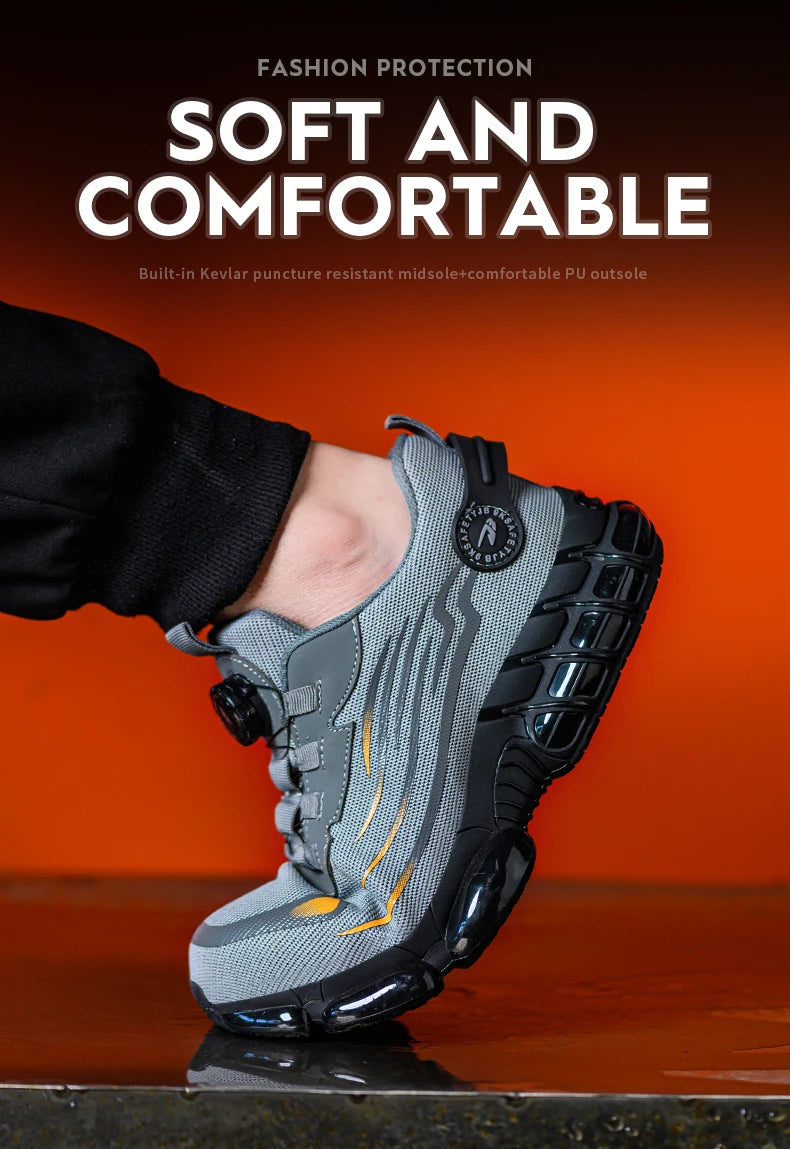 Men’s Rotating Button Safety Shoes – Anti-Smash & Anti-Puncture